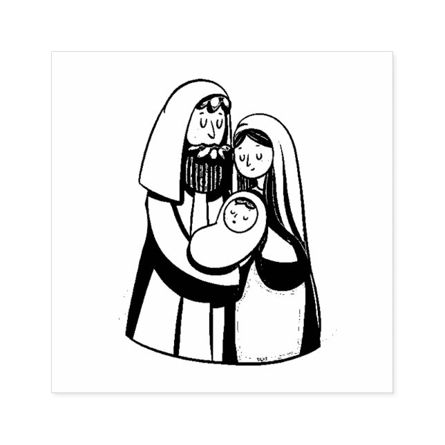 Nativity of Jesus Religious Christian Holy Family Rubber Stamp (Imprint)