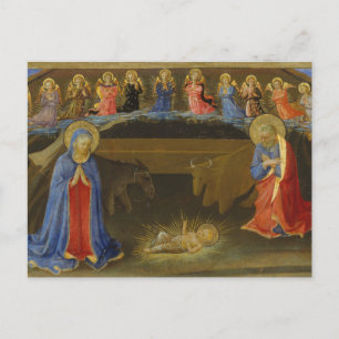 Nativity Old Painting Angels Mary Jesus Christmas Holiday Postcard