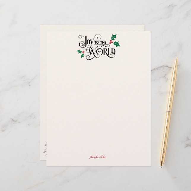Nativity on back Joy To The World w Signature Custom Letterhead (Front/Back In Situ)