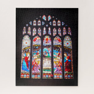 Nativity on stained glass jigsaw puzzle