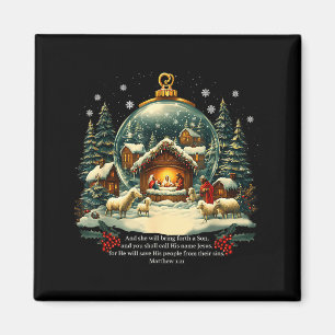 Nativity Ornament Christmas Scene Matthew 1_21  Magnet