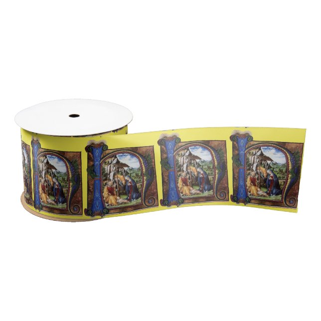 NATIVITY PARCHMENT MONOGRAM SATIN RIBBON (Spool)