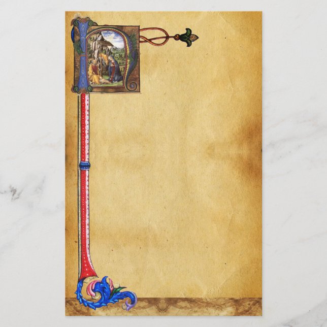 NATIVITY PARCHMENT Monogram Stationery (Front)