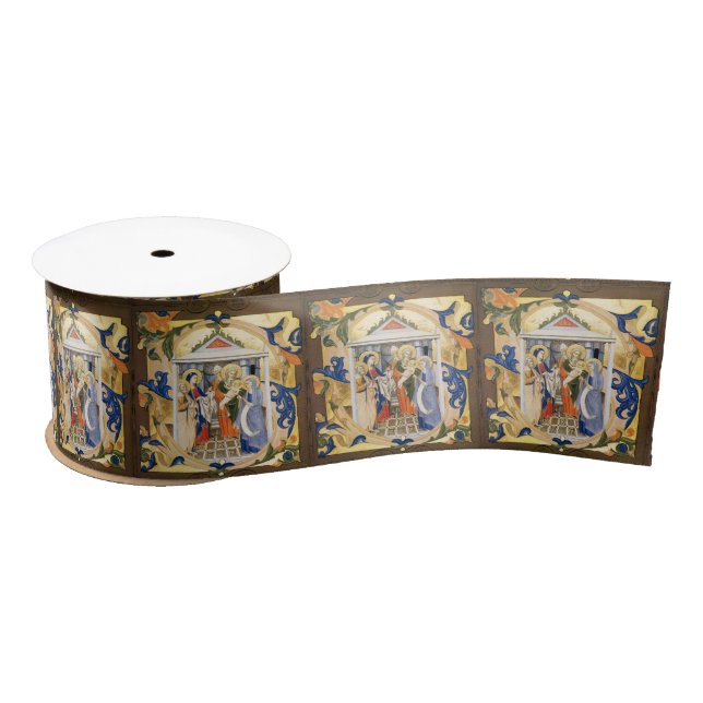 NATIVITY PARCHMENT SATIN RIBBON (Spool)