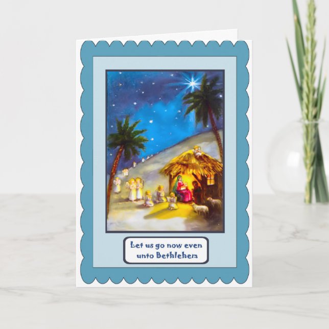 Nativity, religious Christmas card (Front)