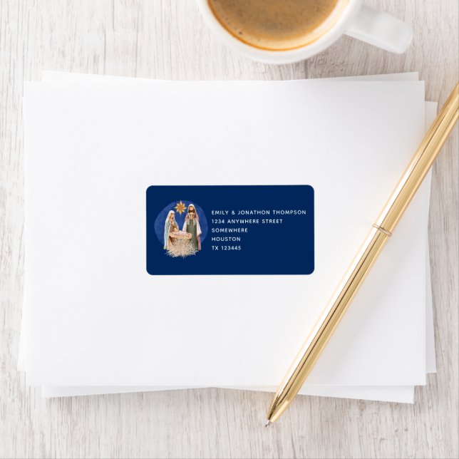 Nativity Return name Address Christmas Blue Label (Insitu)