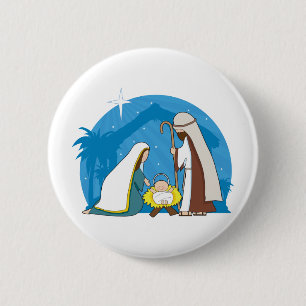 Nativity Scene 6 Cm Round Badge