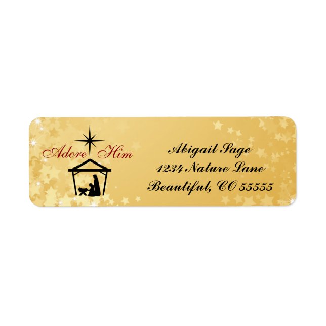 Nativity Scene Adore Him Return Address Labels (Front)