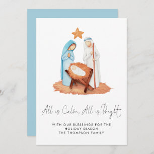 Nativity Scene All Is Calm Christmas  Holiday Card