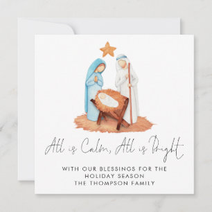 Nativity Scene All Is Calm Holiday Card