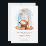 Nativity Scene Asleep on The Hay Christmas  Holiday Card<br><div class="desc">Nativity Scene Asleep on The Hay Christmas. A beautiful simple Nativity Scene and a line from the carol Away in a Manger. Easily personalise text as required.</div>