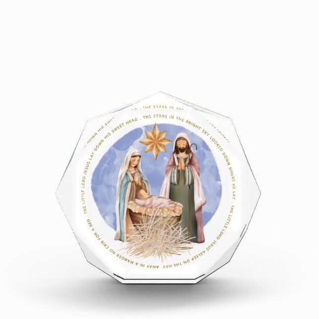 Nativity Scene Away In A Manger Lyrics Photo Block (Front)