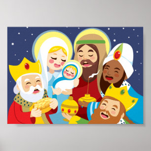 Nativity Scene Baby Jesus Birth Poster