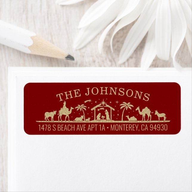 Nativity Scene Baby Jesus Christ Return Address Label (Insitu)