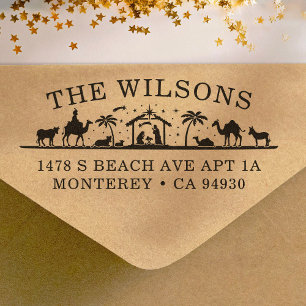 Nativity Scene Baby Jesus Christ Return Address Self-inking Stamp