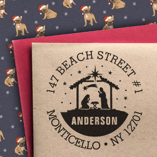 Nativity Scene Baby Jesus Christ Return Address Self-inking Stamp