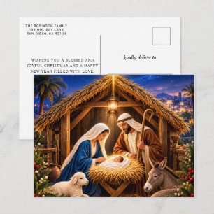 Nativity Scene Baby Jesus Holiday Merry Christmasd Postcard