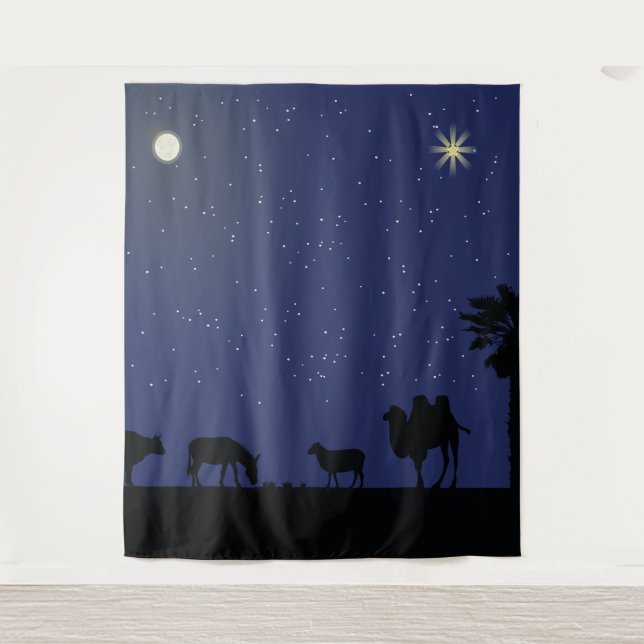 Nativity Scene backdrop decor or Christmas play Tapestry (Front)