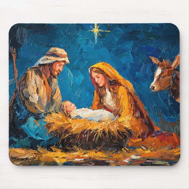 Nativity Scene, beautiful illustration, Mouse Pad (Front)
