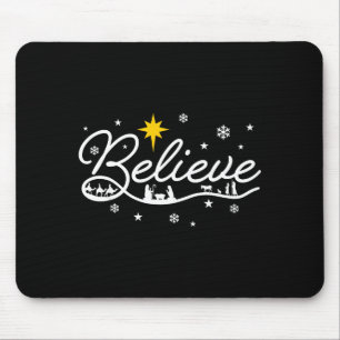 Nativity Scene Believe Christian Family Merry Chri Mouse Pad