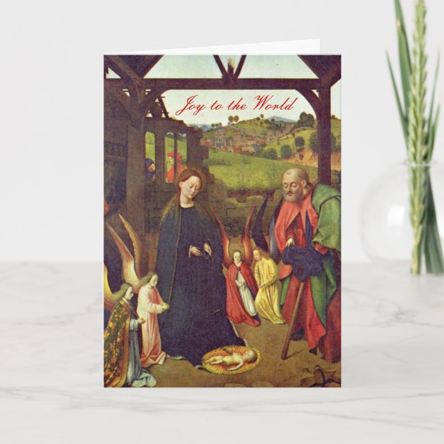 Nativity Scene by Petrus Christus Holiday Card (Front)