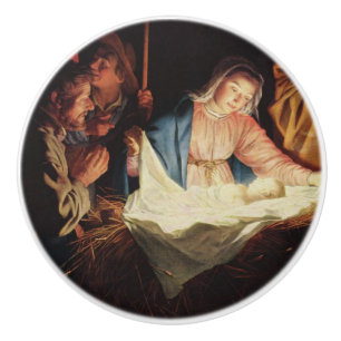 Nativity Scene Ceramic Knob