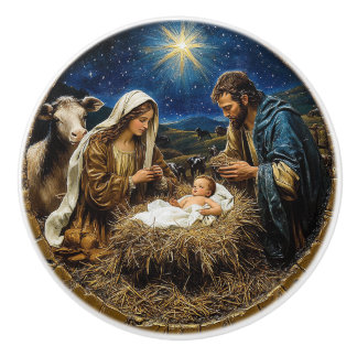 Nativity Scene Ceramic Knob