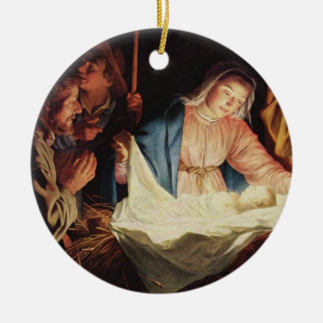 Nativity Scene Ceramic Ornament (Front)