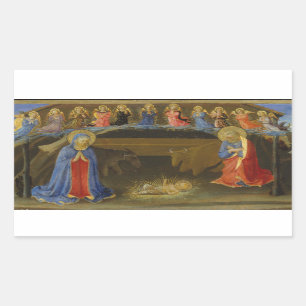 Nativity Scene Christ Child Holy Family Angels Rectangular Sticker