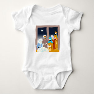 Nativity scene Christian artwork Baby Bodysuit