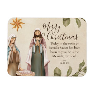Nativity Scene Christmas Bible Quote Magnet