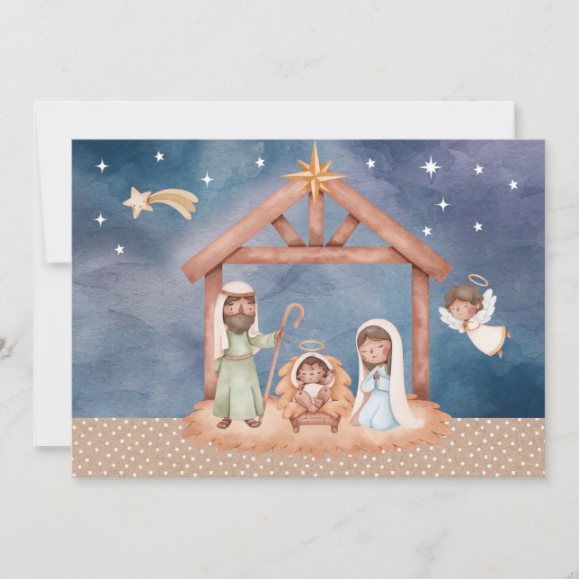 Nativity scene Christmas card BLK (Front)