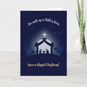 Nativity Scene Christmas Cards (Navy Blue)