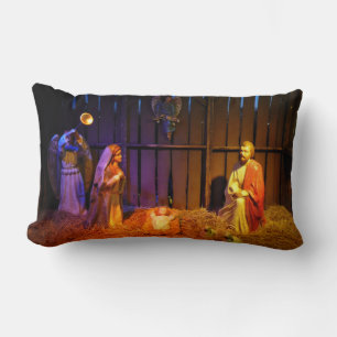 Nativity Scene Christmas Display in Washington DC Lumbar Cushion