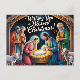 Nativity Scene Christmas Greeting Postcard