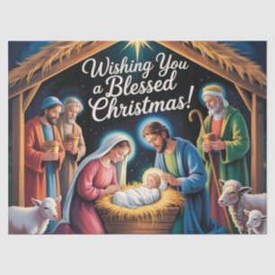 Nativity Scene Christmas Greeting Tissue Paper