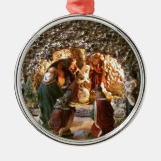 Nativity Scene Christmas Tree Ornament-Circle Metal Ornament