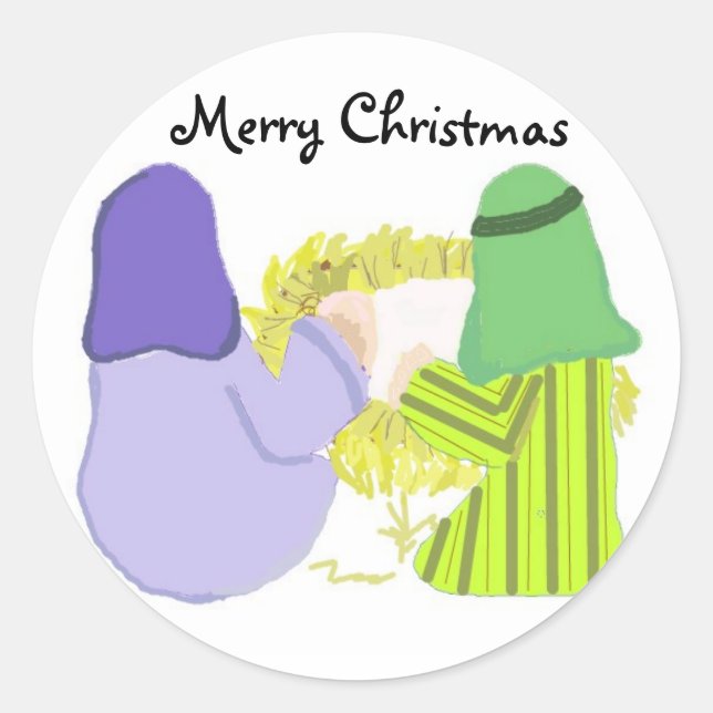 Nativity Scene Classic Round Sticker (Front)