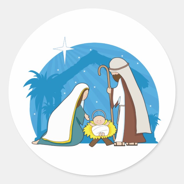 Nativity Scene Classic Round Sticker (Front)