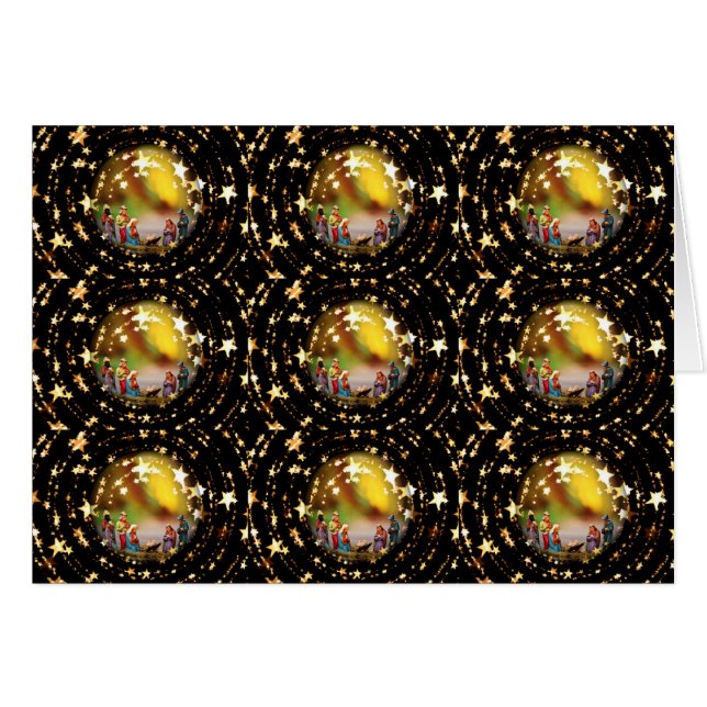 Nativity Scene Crib Virgin Mary Infant Jesus Stars (Front Horizontal)