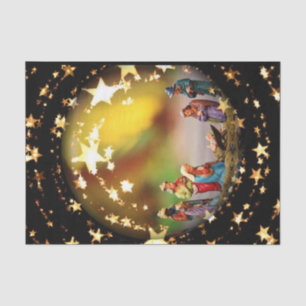 Nativity Scene Crib Virgin Mary Infant Jesus Stars Tissue Paper