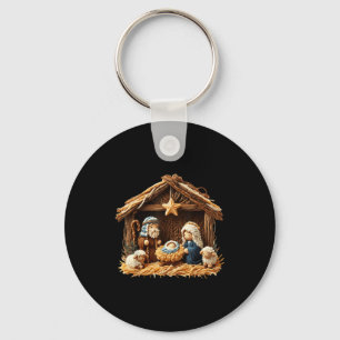 Nativity Scene Faux Yarn Crochet Jesus Christmas R Key Ring