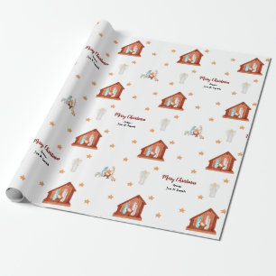 Nativity Scene Gift Wrap - Customised with Text