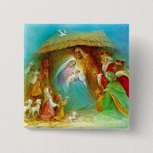 Nativity Scene Gifts for Christmas 15 Cm Square Badge