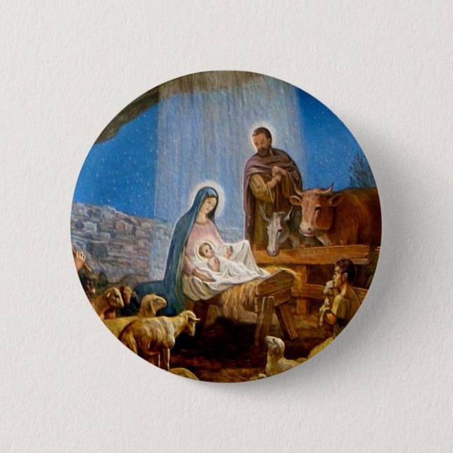 Nativity Scene Gifts for Christmas 6 Cm Round Badge (Front)