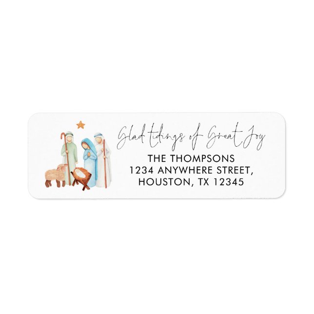 Nativity Scene Glad Tidings Return Name Address Label (Front)