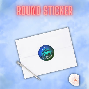 Nativity Scene - Happy Easter   Classic Round Sticker