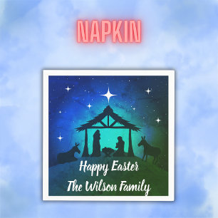 Nativity Scene - Happy Easter   Napkin