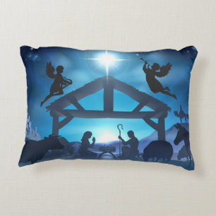 Nativity Scene Holiday Religious Christmas Decorative Cushion