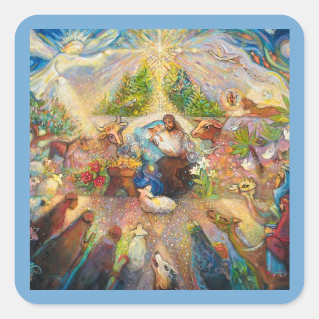 Nativity scene Holy Family Christmas Stickers (Front)